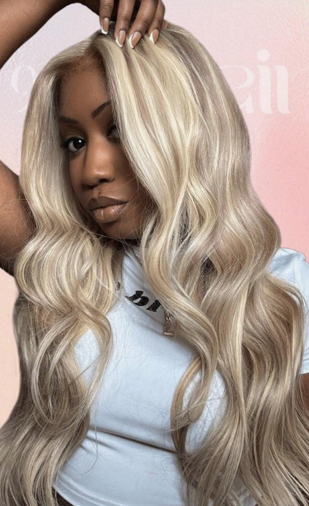 ALL READY WIG Blonde Highlights P10/613 Upgraded 13x6 Lace Front Human Hair Body Wave Pre-Cut Ear-To-Ear Lace Easy Wear Glueless 18-26 Inch Colored Human Hair Wigs Festival Ready Summer Style Halloween Costumes
